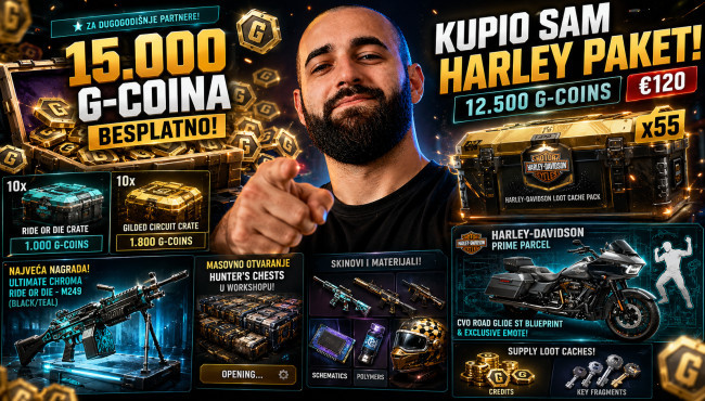 🏍️ PUBG x Harley-Davidson Update je stigao: CVO Road Glide ST, Loot Cache paketi, tokeni i masivno otvaranje kutija